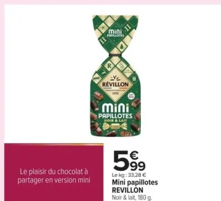 Mini papillotes REVILLON Noir & lait, 180 g.