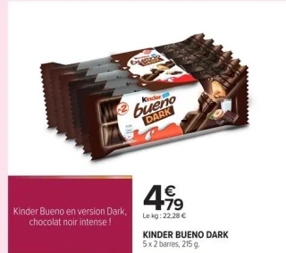 KINDER BUENO DARK 5 x 2 barres, 215 g.