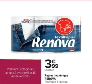Papier hygiénique RENOVA TextilPapier, 6 rouleaux