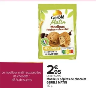 Moelleux pépites de chocolat GERBLÉ MATIN