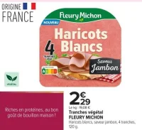 Tranches végétal FLEURY MICHON Haricots blancs, saveur jambon