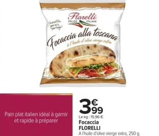 Focaccia FLORELLI À l'huile d'olive vierge extra