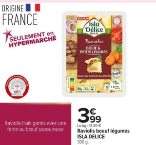 Raviolis boeuf légumes ISLA DELICE