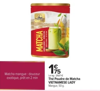 Thé Poudre de Matcha VIETNAMESE LADY Mangue, 50 g.