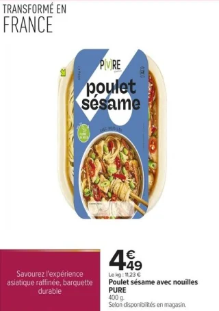 Poulet sésame avec nouilles PURE