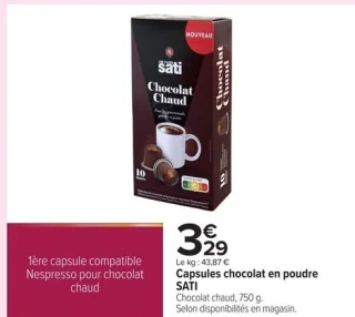 Capsules chocolat en poudre SATI