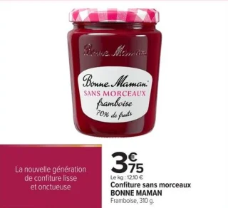 Confiture sans morceaux BONNE MAMAN Framboise