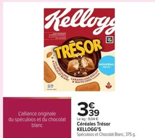 Céréales Trésor KELLOGG'S Spéculoos et Chocolat Blanc