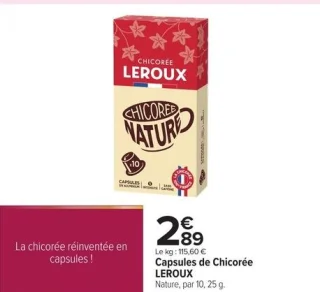 Capsules de Chicorée LEROUX Nature, par 10, 25 g