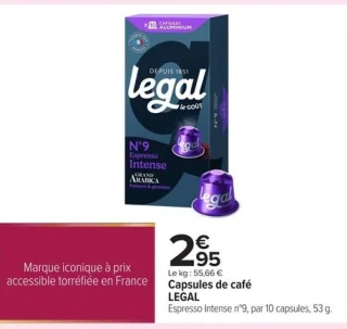 Capsules de café LEGAL Espresso Intense n°9