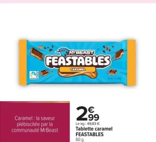 Tablette caramel FEASTABLES MrBeast 60 g.
