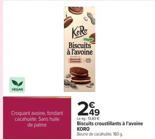Biscuits croustillants à l'avoine Beurre de cacahuète KORO