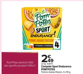 Compote Sport Endurance Pomme Ananas Passion POM'POTES