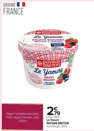 Le Yaourt PAYSAN BRETON Fruits Rouges