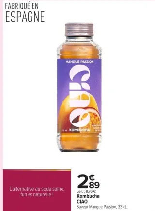 Kombucha CIAO Saveur Mangue Passion