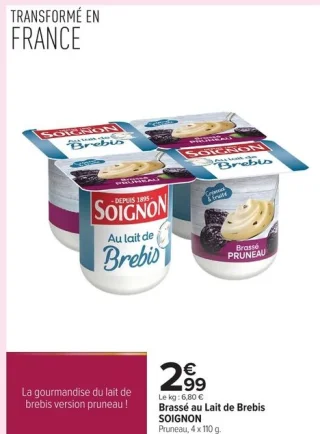 Brassé au Lait de Brebis SOIGNON Pruneau