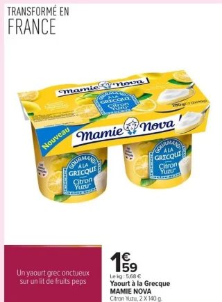 Yaourt à la Grecque MAMIE NOVA Citron Yuzu