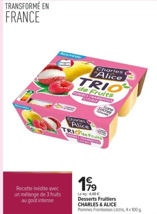 Desserts Fruitiers CHARLES & ALICE Pommes Framboises Litchis