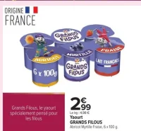 Yaourt GRANDS FILOUS Abricot Myrtille Fraise