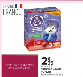 Yaourt en Gourde YOPLAIT Fraise et Pêche