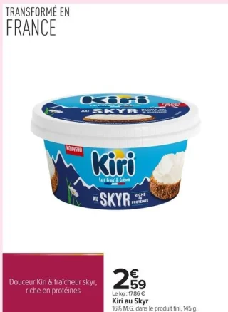 Kiri au Skyr 16% M.G. dans le produit fini, 145 g.