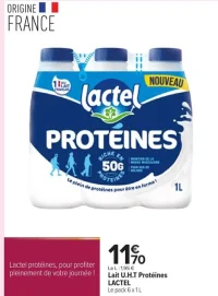 Lait U.H.T Protéines LACTEL Le pack 6 x 1 L