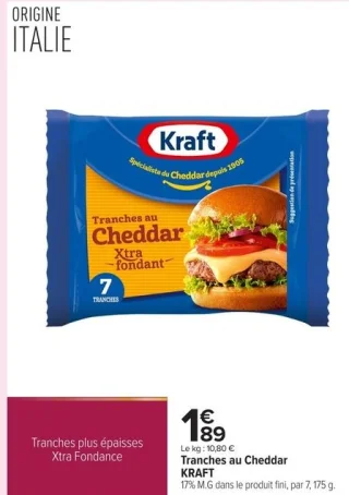 Tranches au Cheddar Kraft