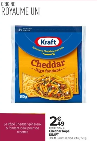 Cheddar Râpé Kraft
