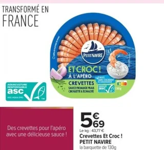 Crevettes Et Croc ! PETIT NAVIRE la barquette