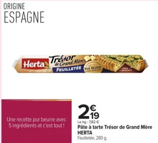 Pâte à tarte Trésor de Grand Mère HERTA