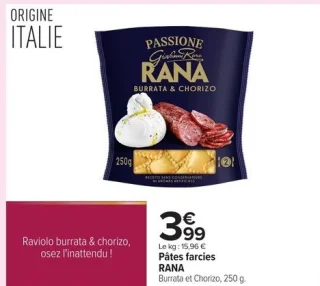Pâtes farcies RANA Burrata et Chorizo