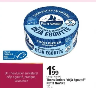 Thons Entiers "déjà égoutté" PETIT NAVIRE