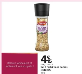 Sel à l'ail & fines herbes Ducros Moulin