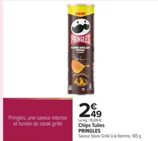 Chips Tuiles PRINGLES Saveur Steak Grillé à la flamme