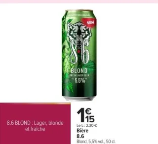 Bière 8.6 Blond, 5,5% vol., 50 cl.