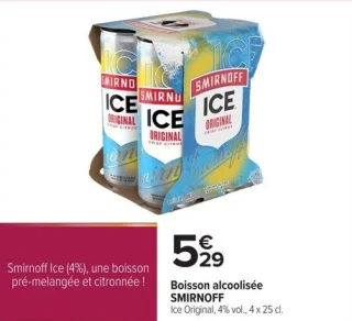 Boisson alcoolisée SMIRNOFF Ice Original, 4% vol., 4 x 25 cl.
