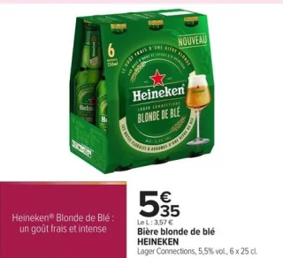 Bière blonde de blé HEINEKEN Lager Connections, 5,5% vol., 6 x 25 cl.