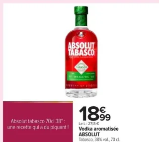 Vodka aromatisée ABSOLUT Tabasco