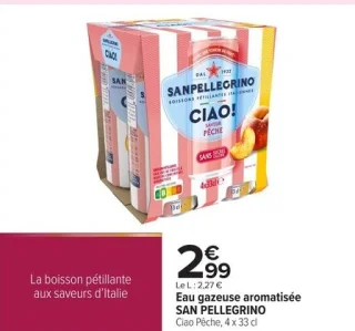 Eau gazeuse aromatisée SAN PELLEGRINO Ciao Pêche