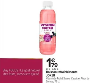 Boisson rafraîchissante JOKER Vitaminée Fruité Saveur Cassis et Fleur de Sureau