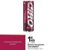 Boisson énergisante CIAO ENERGY Abricot Framboise