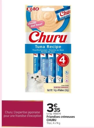 Friandises crémeuses CHURU Thon, 4 x 14 g