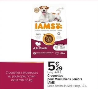 Croquettes pour Mini Chiens Seniors Dinde, Seniors 8+, Mini < 10kgs IAMS