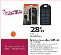 Batterie externe solaire 5000 mAh Mobility Lab