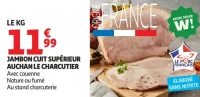 Jambon cuit supérieur avec couenne Nature ou fumé Auchan le Charcutier