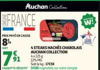 4 steaks hachés Charolais Auchan Collection