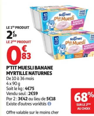 P'tit Muesli Banane Myrtille Naturnes