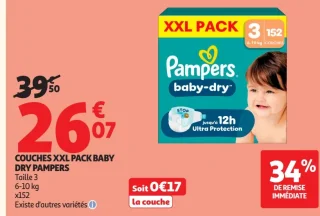 Couches XXL Pack Baby Dry Pampers