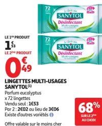 Lingettes Multi-Usages Sanytol Parfum eucalyptus
