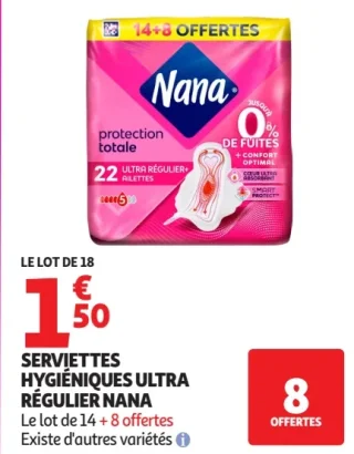 Serviettes Hygiéniques Ultra Régulier Nana